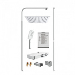 OCEAN Hoofddoucheset met thermostatische thermostaatkraan, chroom/wit, met planchet