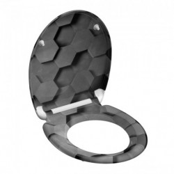 Abattant WC en Duroplast GREY HEXAGONS avec Frein de Chute et Déclipsable