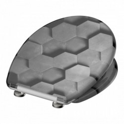 Abattant WC en Duroplast GREY HEXAGONS avec Frein de Chute et Déclipsable