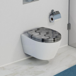 Abattant WC en Duroplast GREY HEXAGONS avec Frein de Chute et Déclipsable