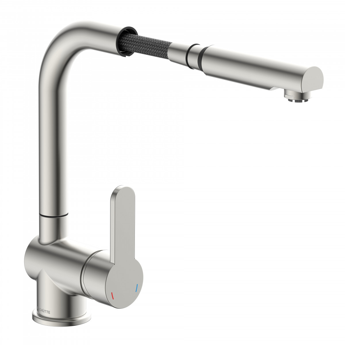 LONDON Sink mixer low pressure, stainless steel look, with pull-out spout