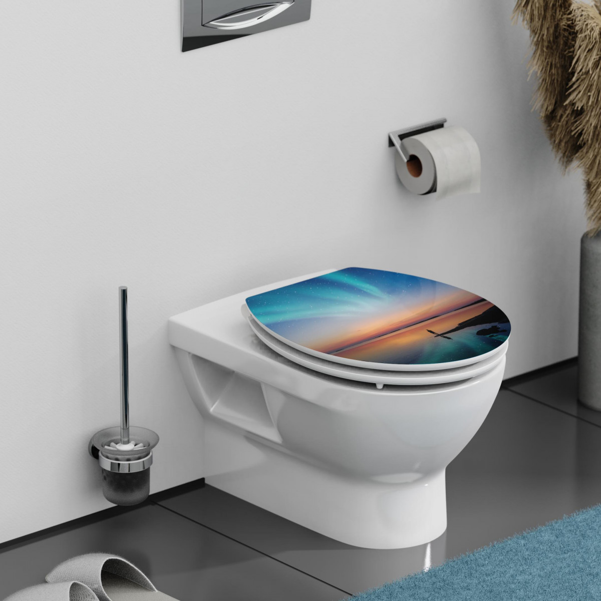 Abattant WC en MDF HG POLAR LIGHTS avec Frein de Chute