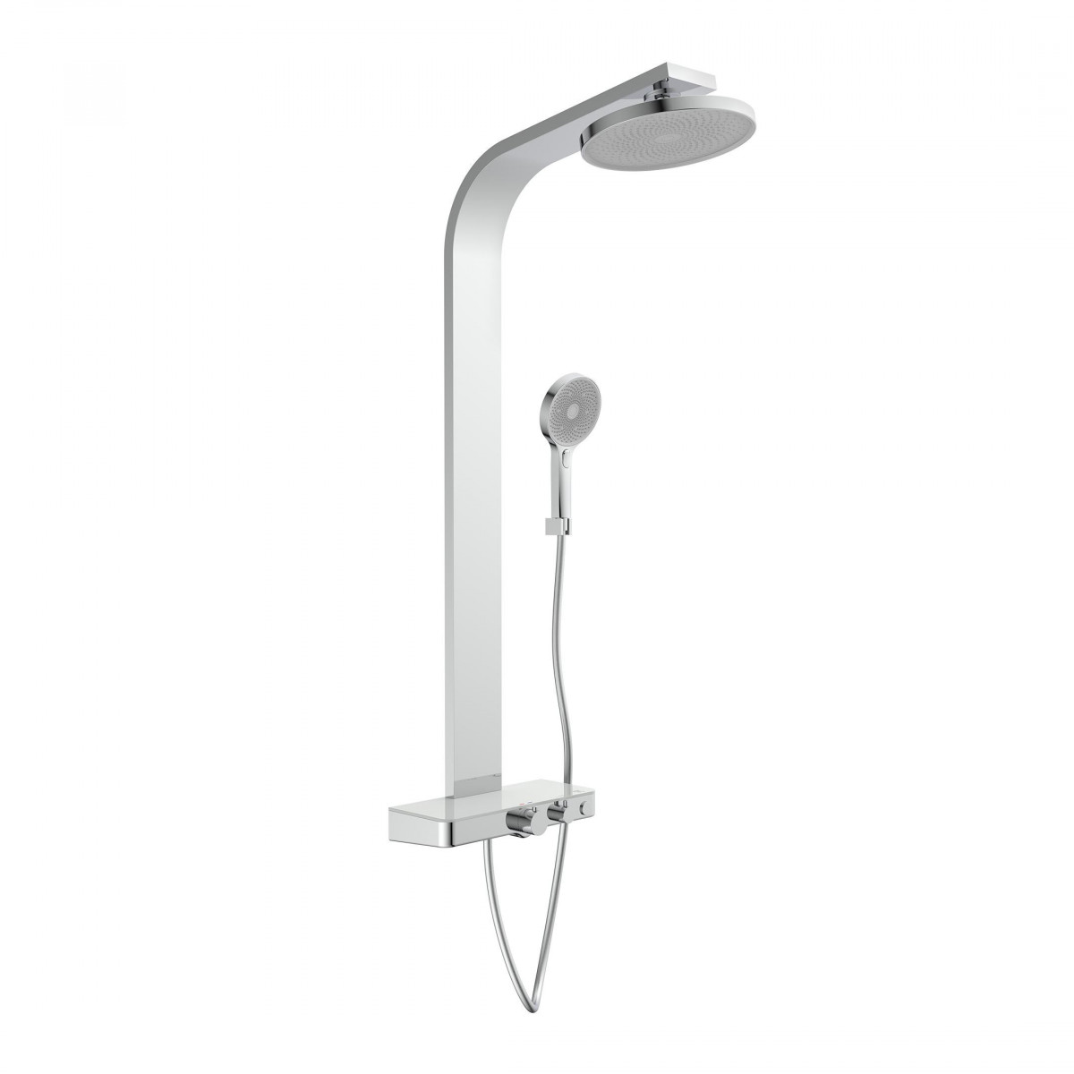 SAMOA RAIN overhead shower set, chrome/ light grey, with thermostatic tray