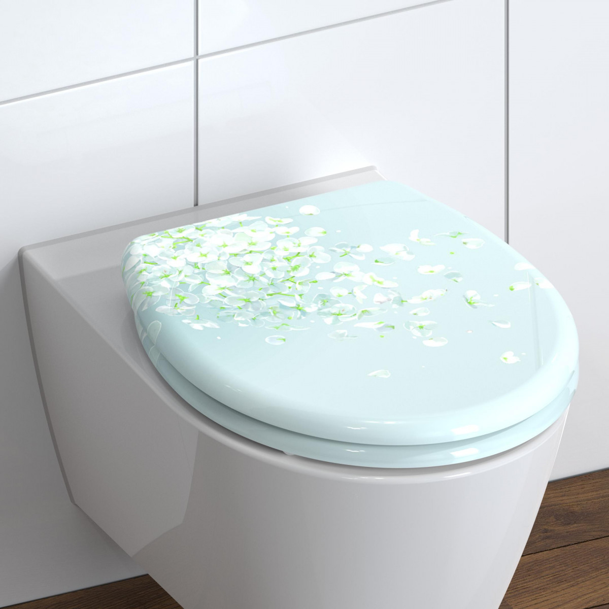 Abattant WC en Duroplast FLOWER IN THE WIND avec Frein de Chute et Déclipsable