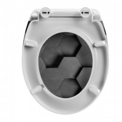 Duroplast WC-Bril GREY HEXAGONS met Valrem en Afklikbaar