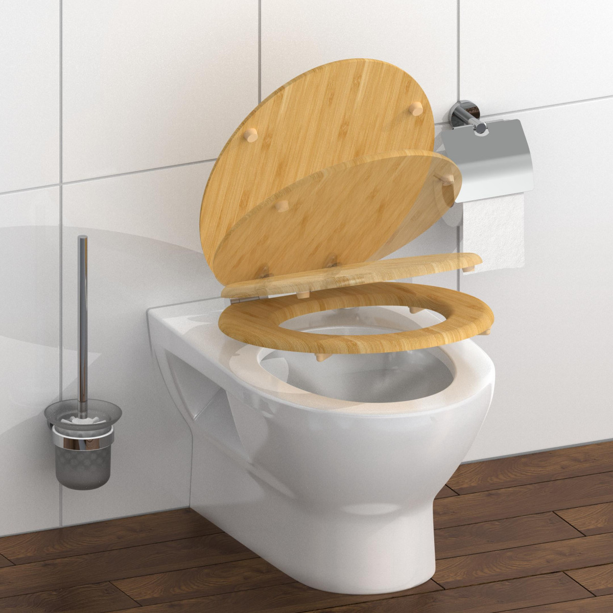 Abattant WC en Bambou Massif NATURAL BAMBOO avec Frein de Chute