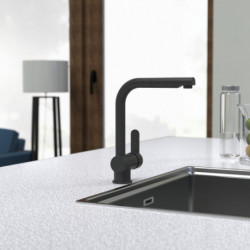 LONDON Sink mixer, black matt, with pull-out spout