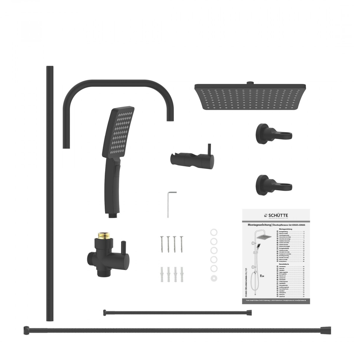 MALLORCA Overhead showerset, black matt