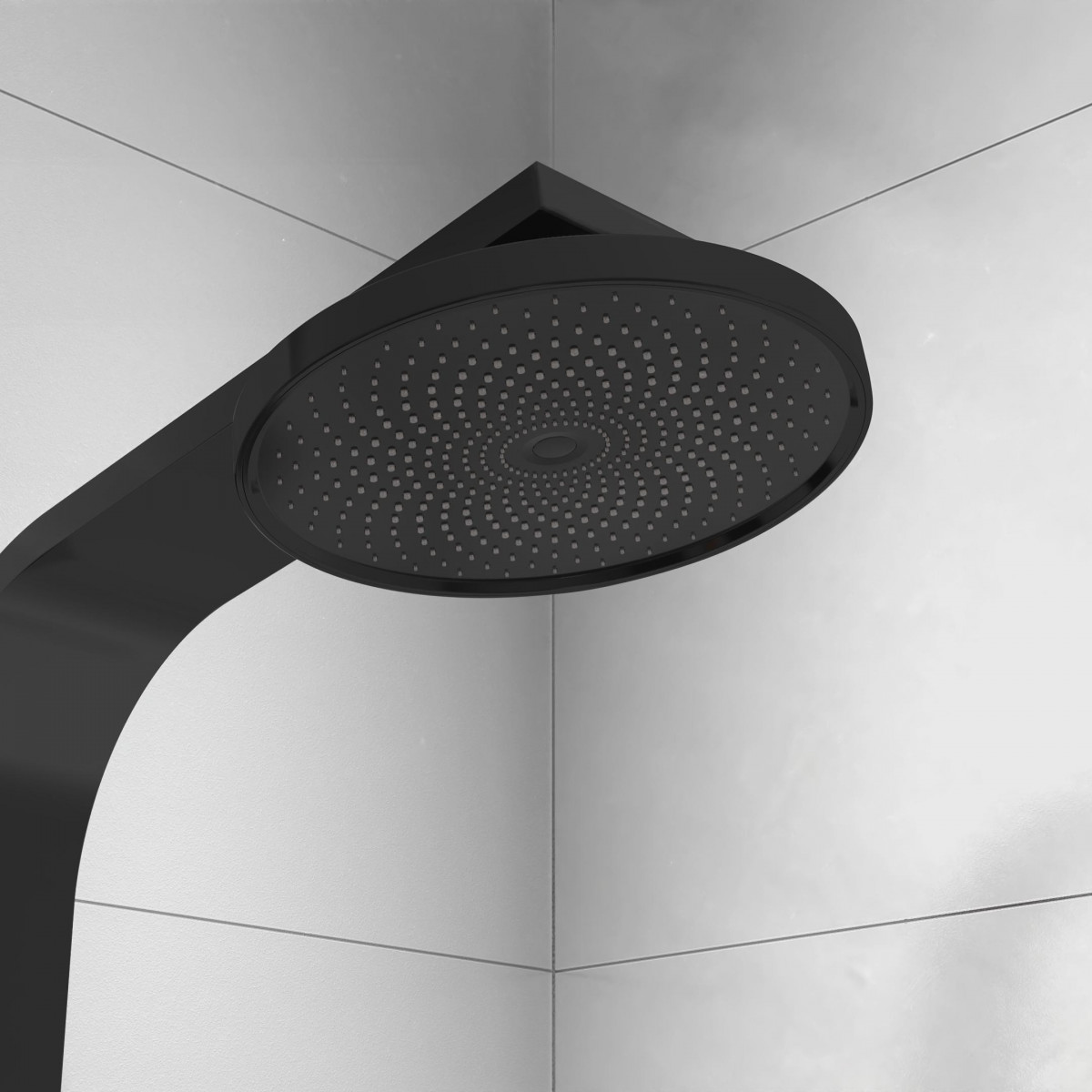 SAMOA RAIN Overhead showerset, black matt, with thermostatic tray