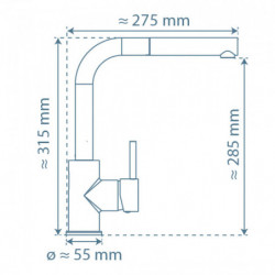 VITAL sensor keukenkraan, RVS look, uittrekbare uitloop