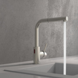 VITAL sensor sink mixer, stainless steel look, pull-out spout