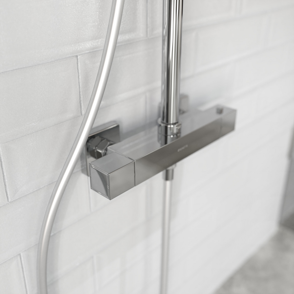 TRENTO Set douche de pluie avec Mitigeur thermostatique, Chromé