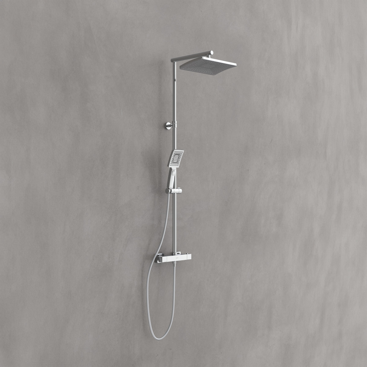 TRENTO Set douche de pluie avec Mitigeur thermostatique, Chromé