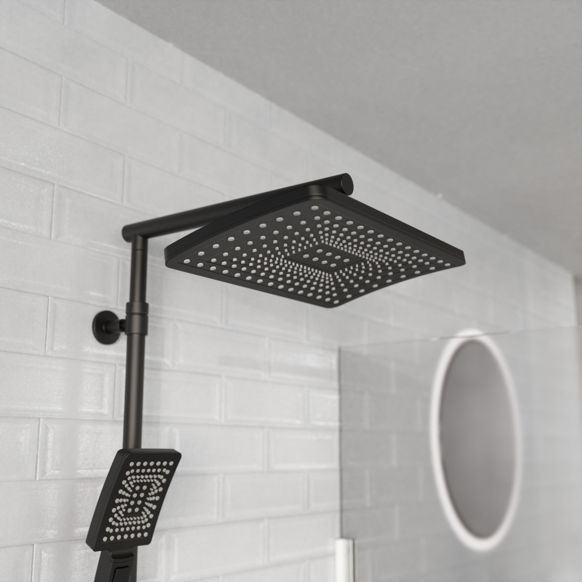 TRENTO Set douche de pluie avec Mitigeur thermostatique • Noir mat