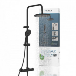 ADRIA Set douche de pluie avec Mitigeur thermostatique, Noir mat