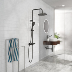 ADRIA Overhead shower set with thermostatic faucet, Black matt