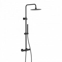 AQUADUCT Overhead shower set, black, with thermostatic tray