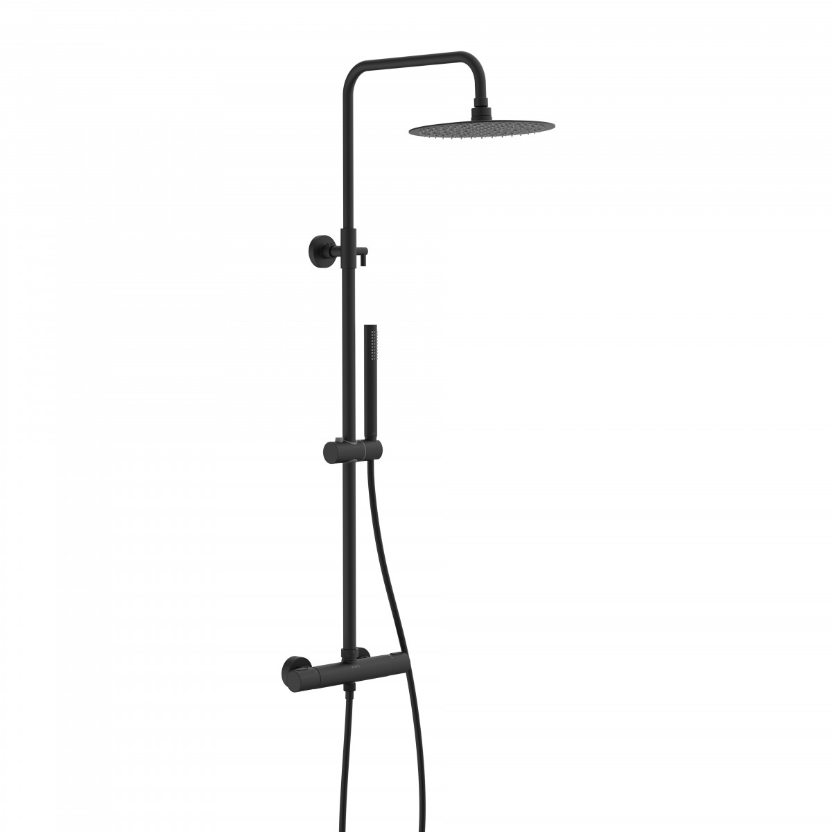 AQUADUCT Overhead shower set, black, with thermostatic tray