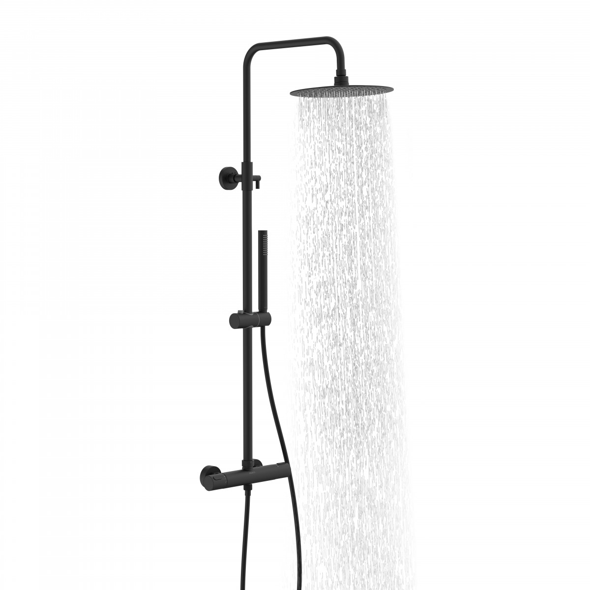 AQUADUCT Overhead shower set, black, with thermostatic tray