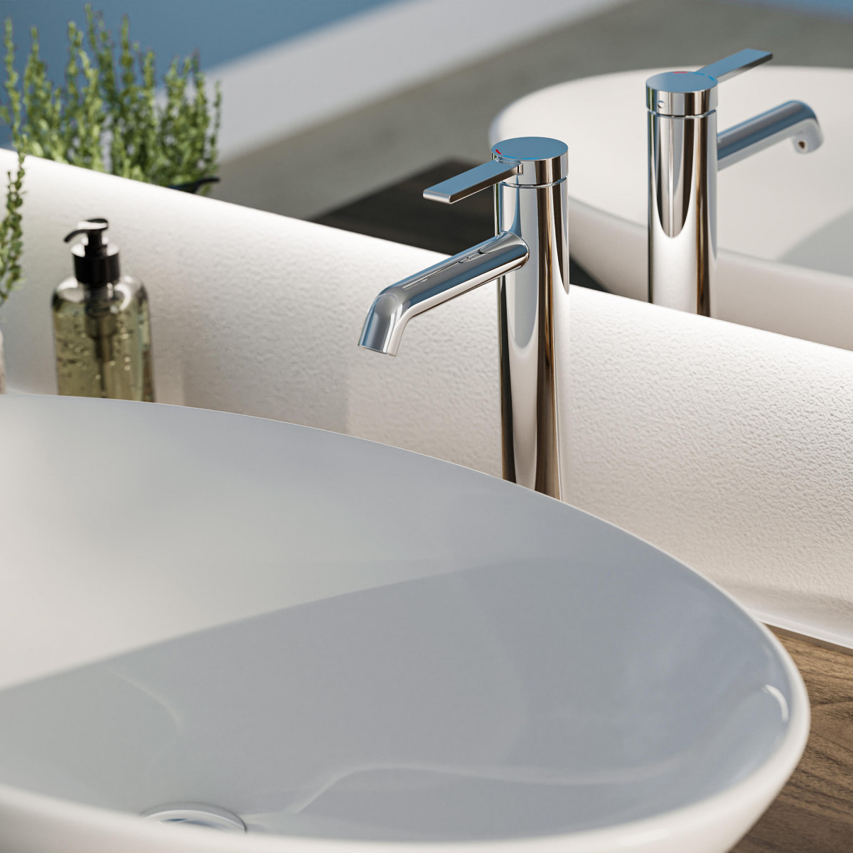 LOS ANGELES, Wash basin mixer for countertop washbasin, chrome