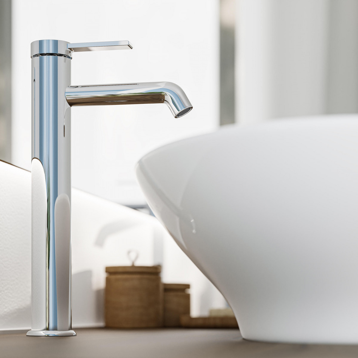 LOS ANGELES, Wash basin mixer for countertop washbasin, chrome