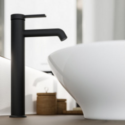 LOS ANGELES, Wash basin mixer for countertop washbasin, Black matt