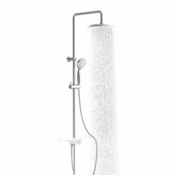 AQUASTAR Overhead shower set, chrome/ white, with tray (mid diverter)