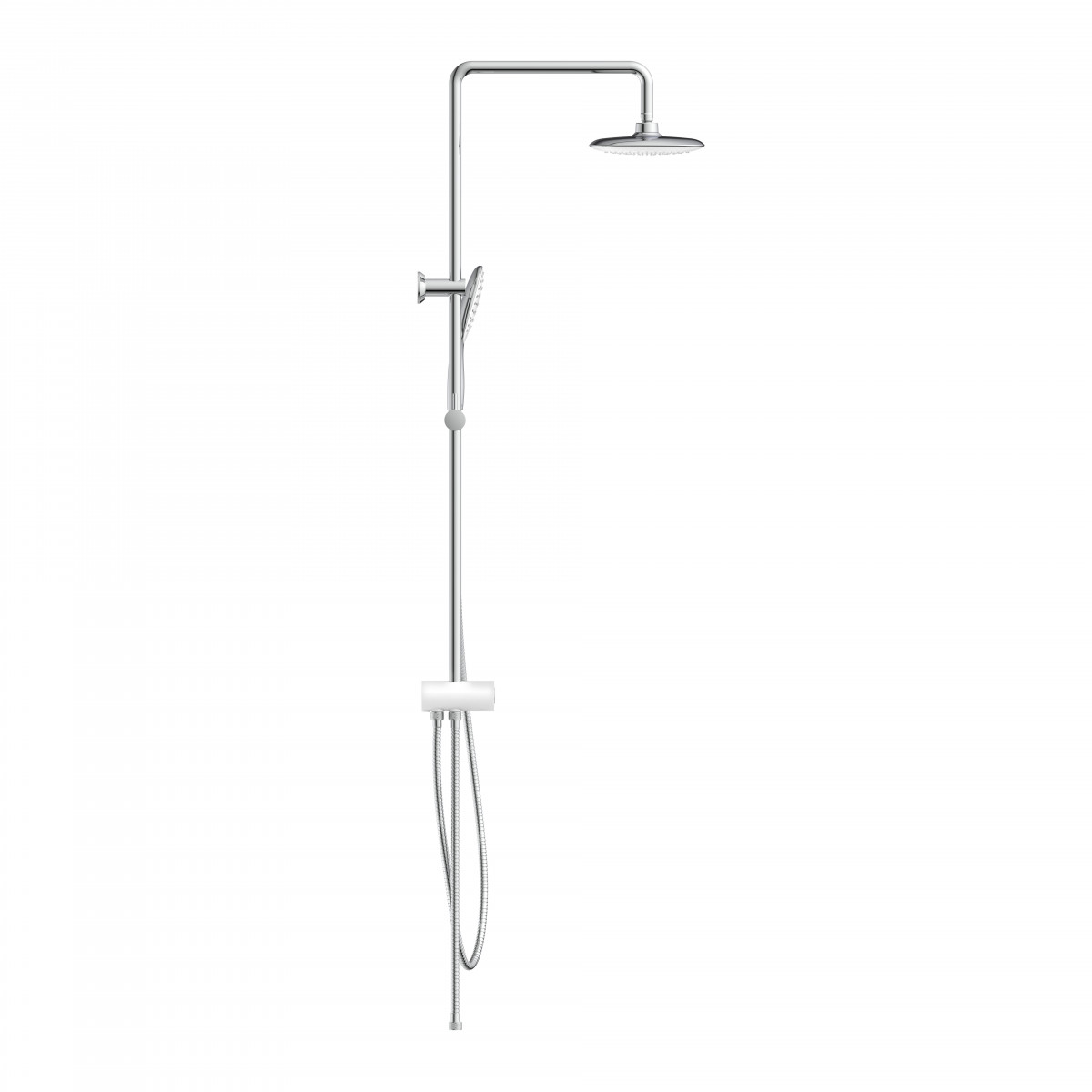 AQUASTAR Overhead shower set, chrome/ white, with tray (lateral diverter)