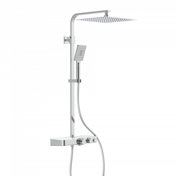 OCEAN Overhead shower set, chrome/ white, with thermostatic tray