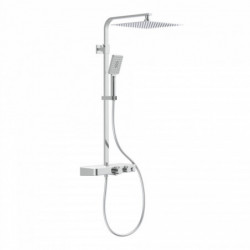 OCEAN Overhead shower set, chrome/ white, with thermostatic tray