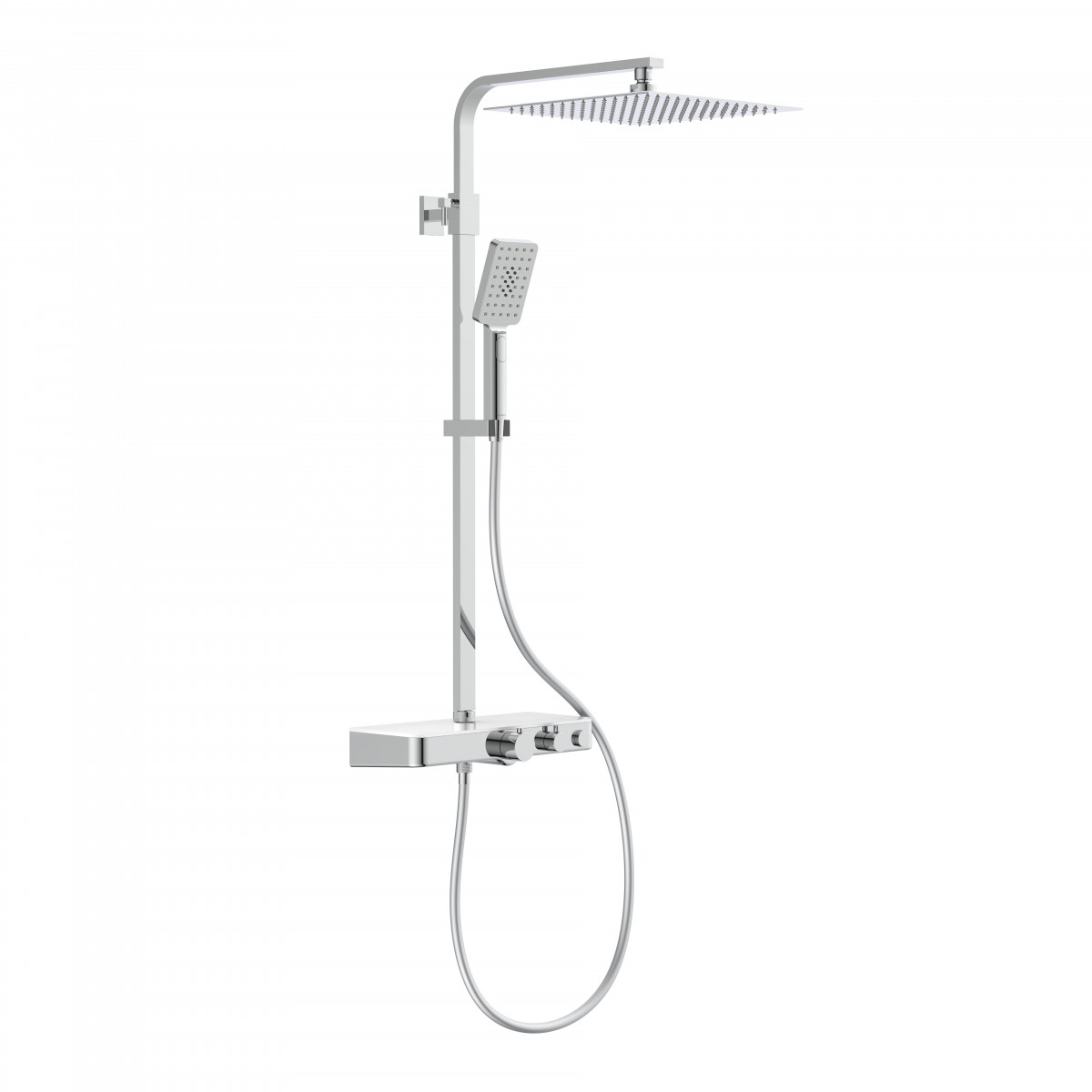 OCEAN Overhead shower set, chrome/ white, with thermostatic tray