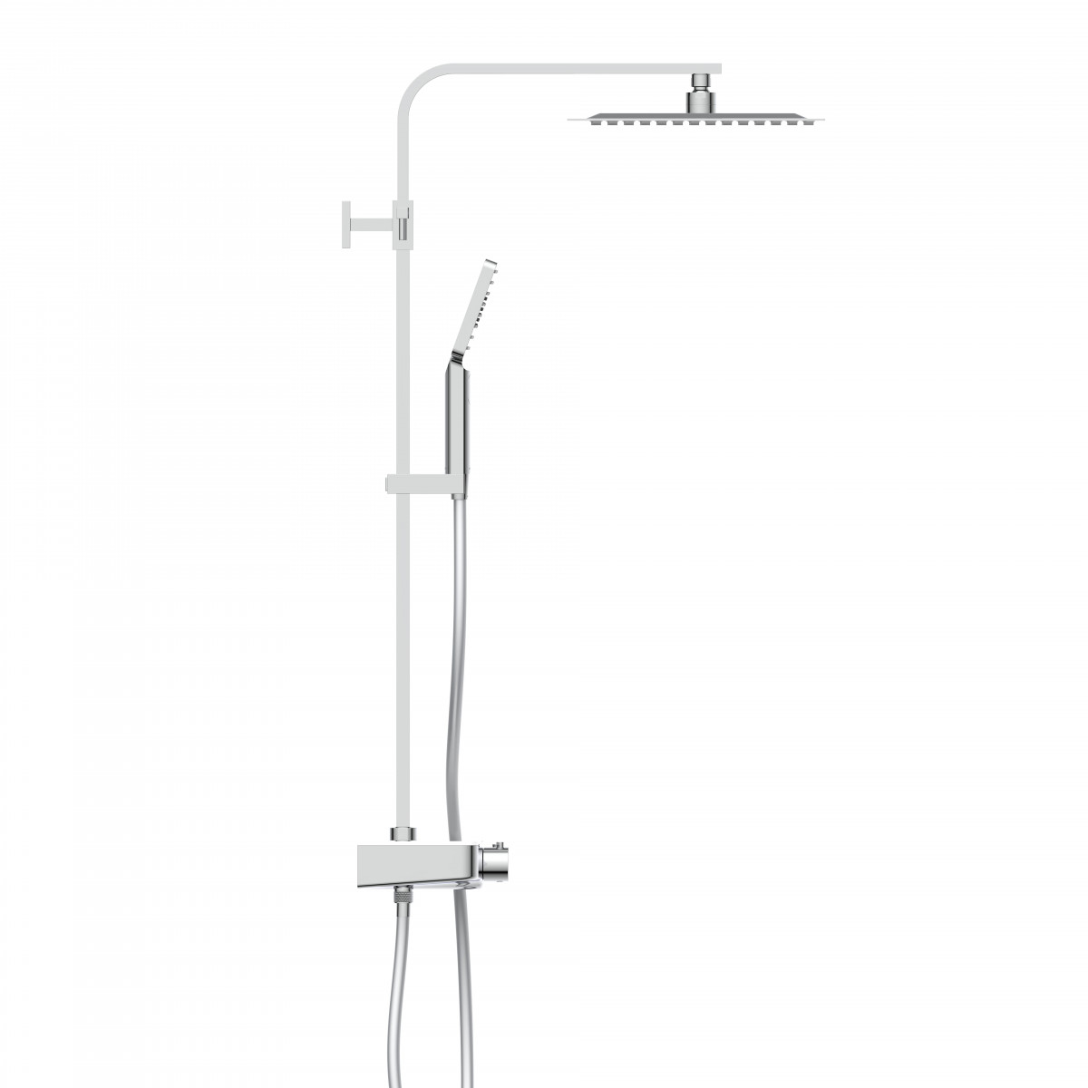 OCEAN Overhead shower set, chrome/ white, with thermostatic tray