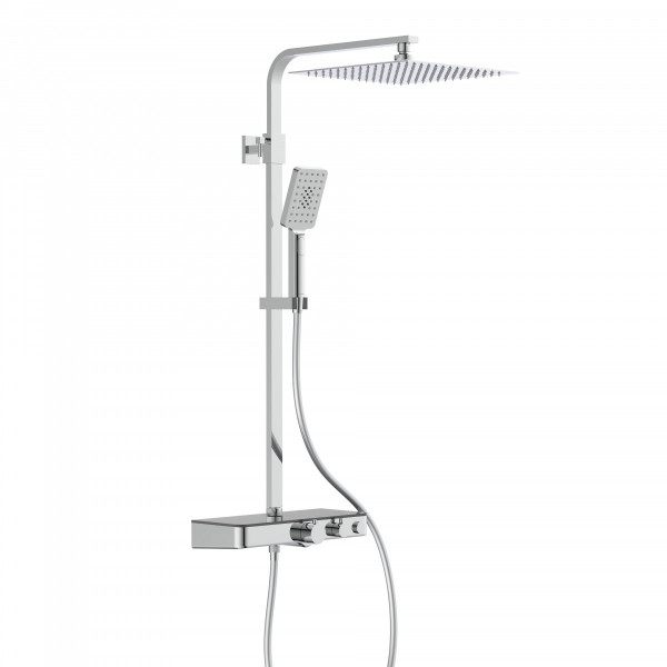 OCEAN Overhead shower set, anthracite, with thermostatic tray