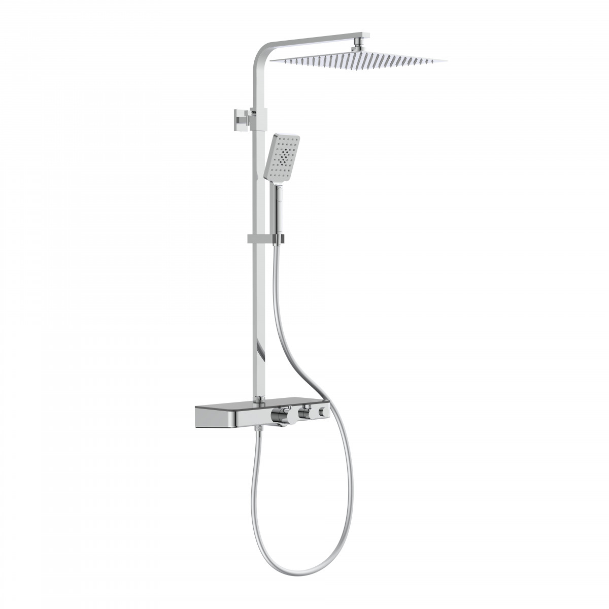 OCEAN Overhead shower set, anthracite, with thermostatic tray