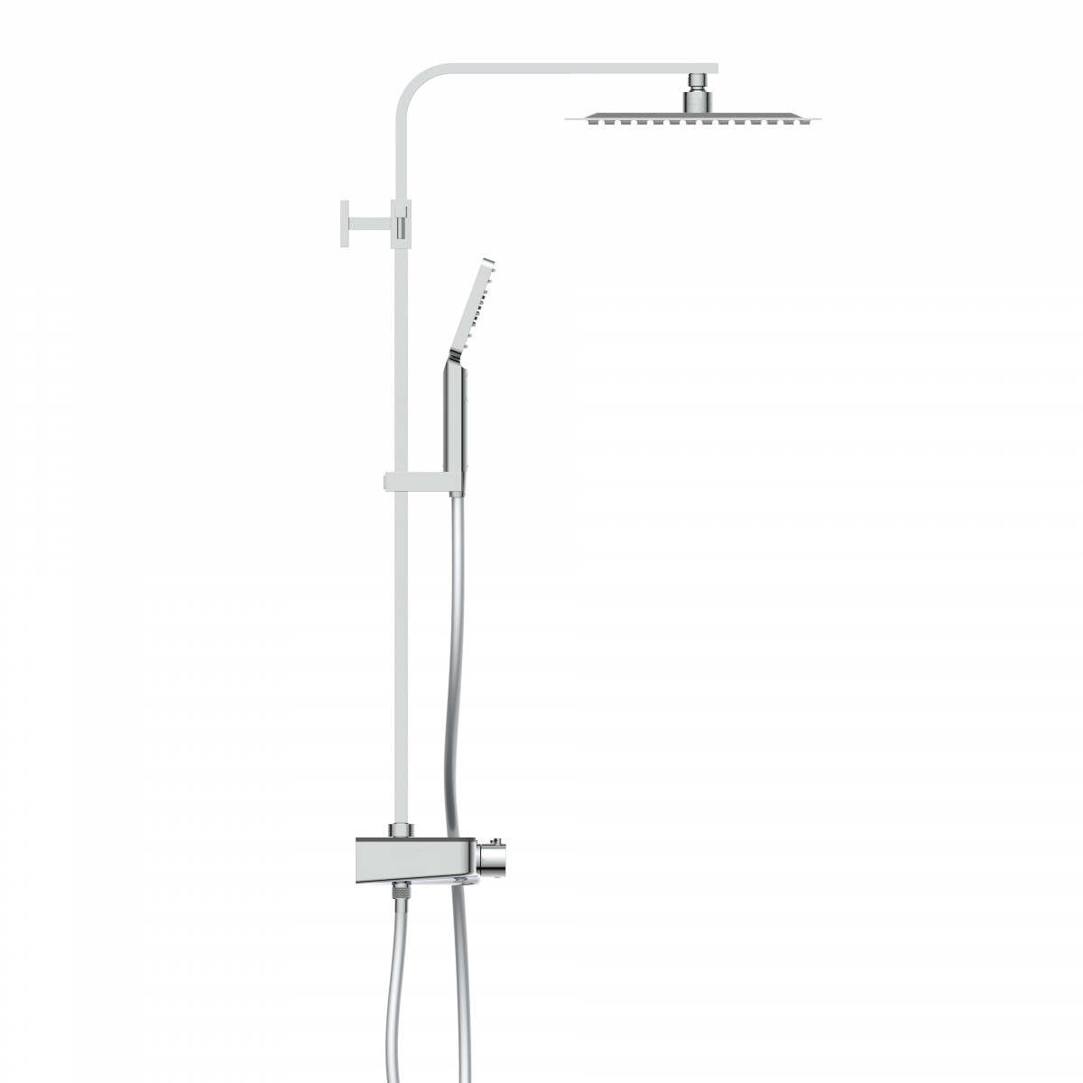 OCEAN Hoofddoucheset met thermostatische thermostaatkraan, chroom/antraciet, met planchet