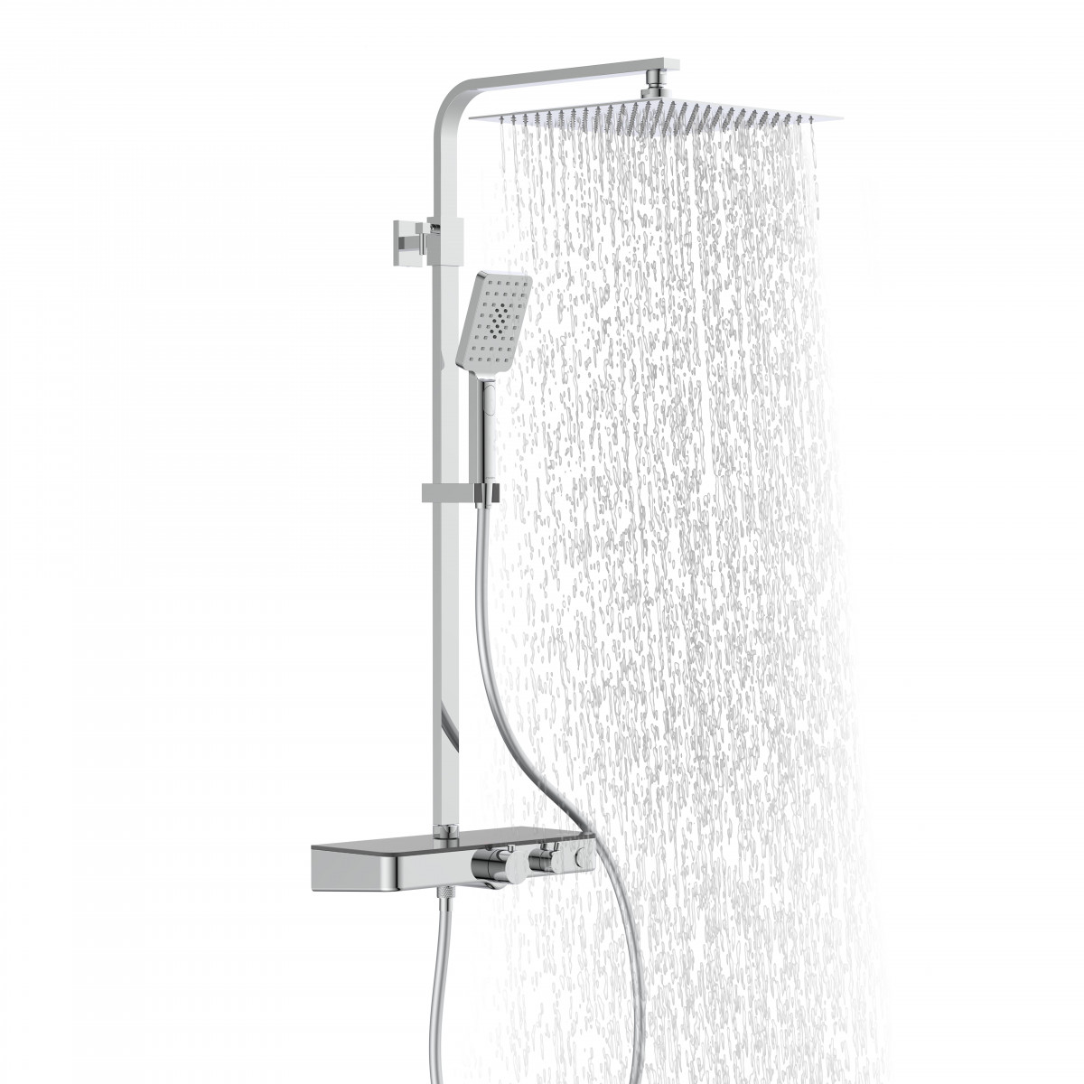 OCEAN Overhead shower set, anthracite, with thermostatic tray