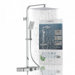 OCEAN Overhead shower set, anthracite, with thermostatic tray