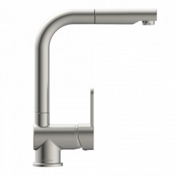 LONDON Sink mixer, stainless steel look, with pull-out spout