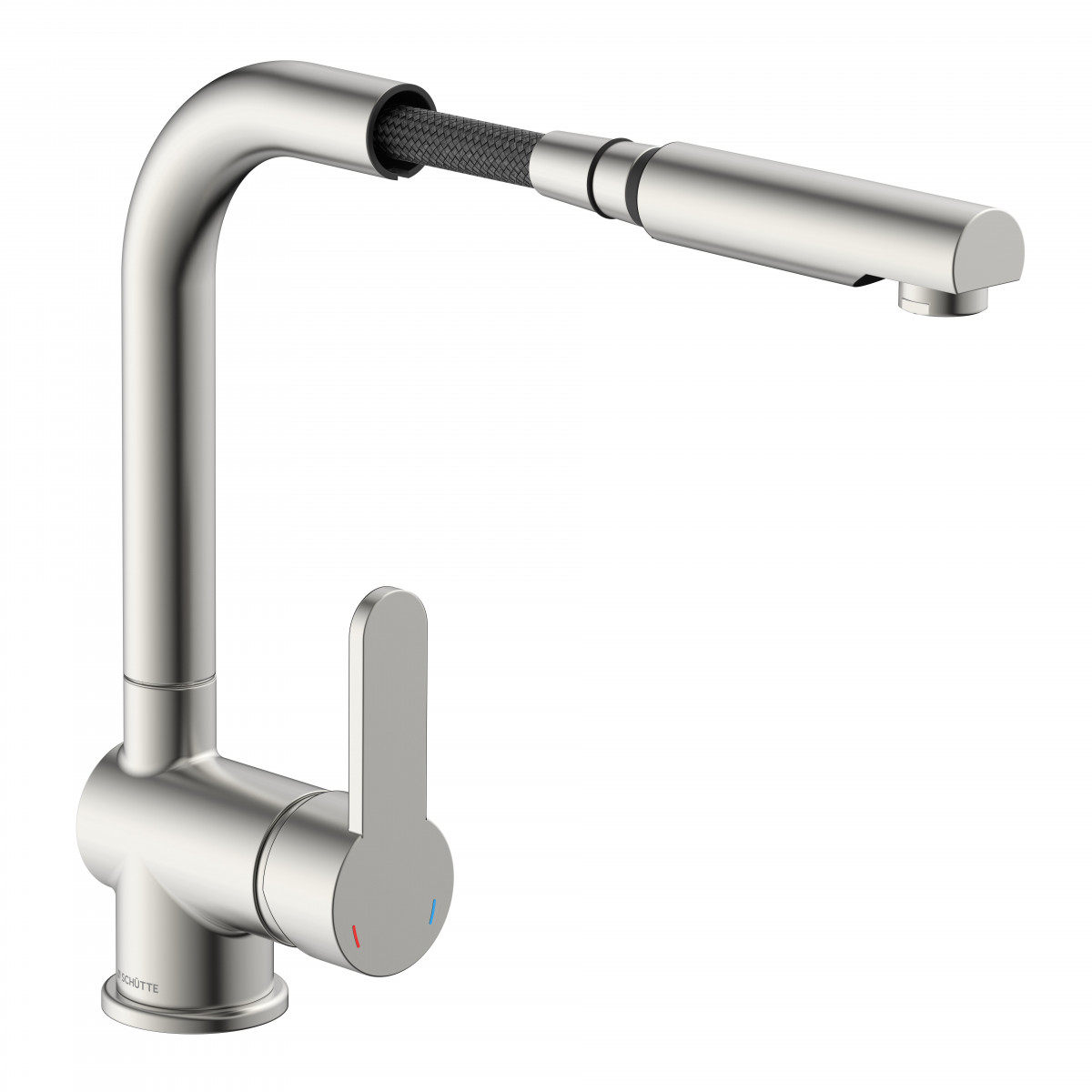 LONDON Sink mixer, stainless steel look, with pull-out spout