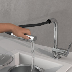 LONDON Sink mixer low pressure, chrome, with pull-out spout