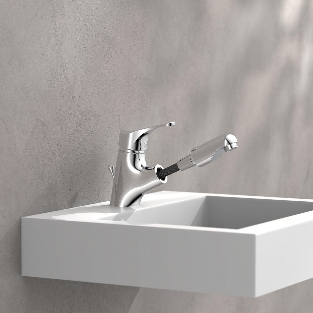 ATTICA Robinetterie de lavabo, chrome, avec douchette extractible pour cheveux