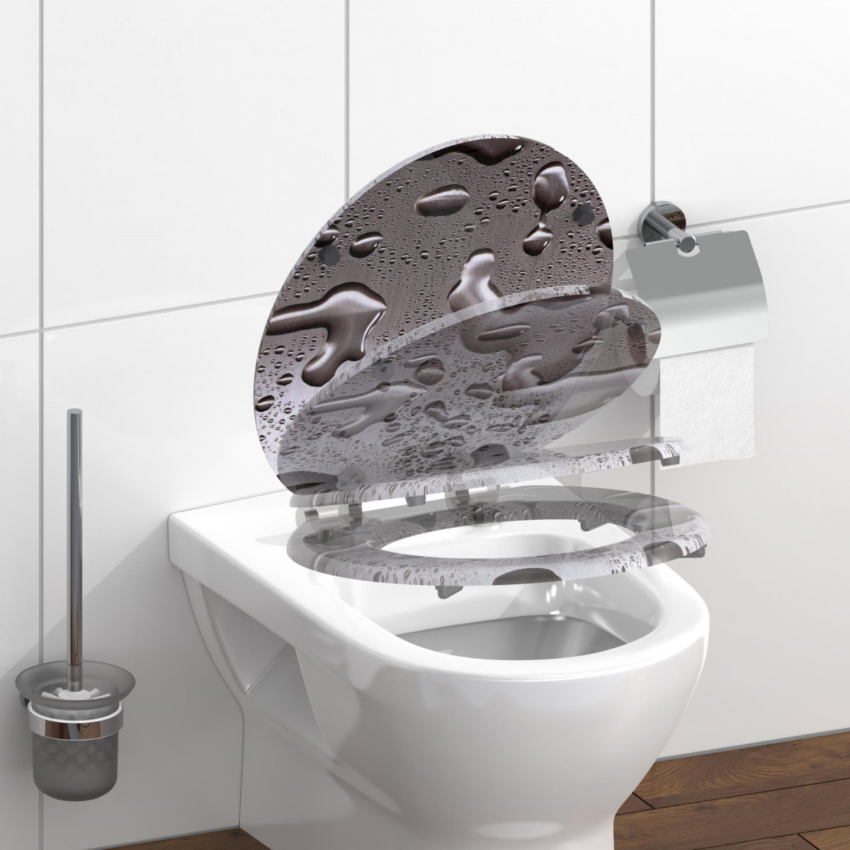 MDF WC-Bril GREY STEEL met Valrem