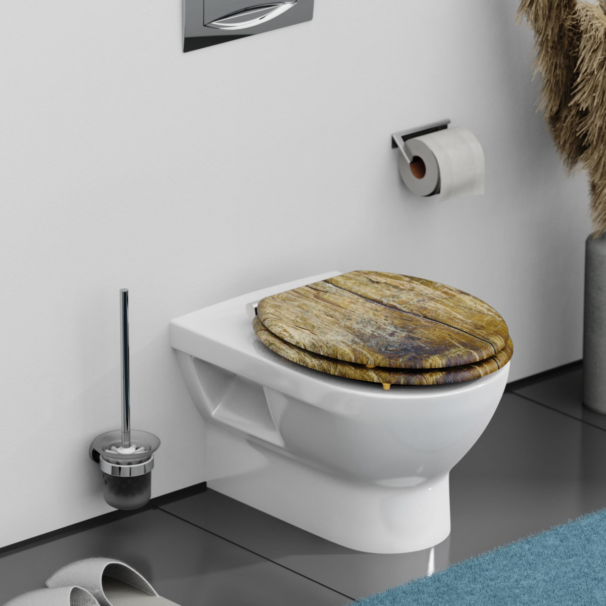 MDF WC-Bril SOLID WOOD met Valrem