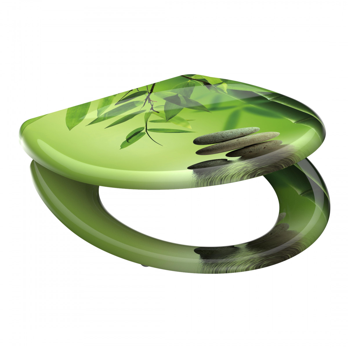 Duroplast Toilet Seat GREEN GARDEN with Soft Close and Quick Release