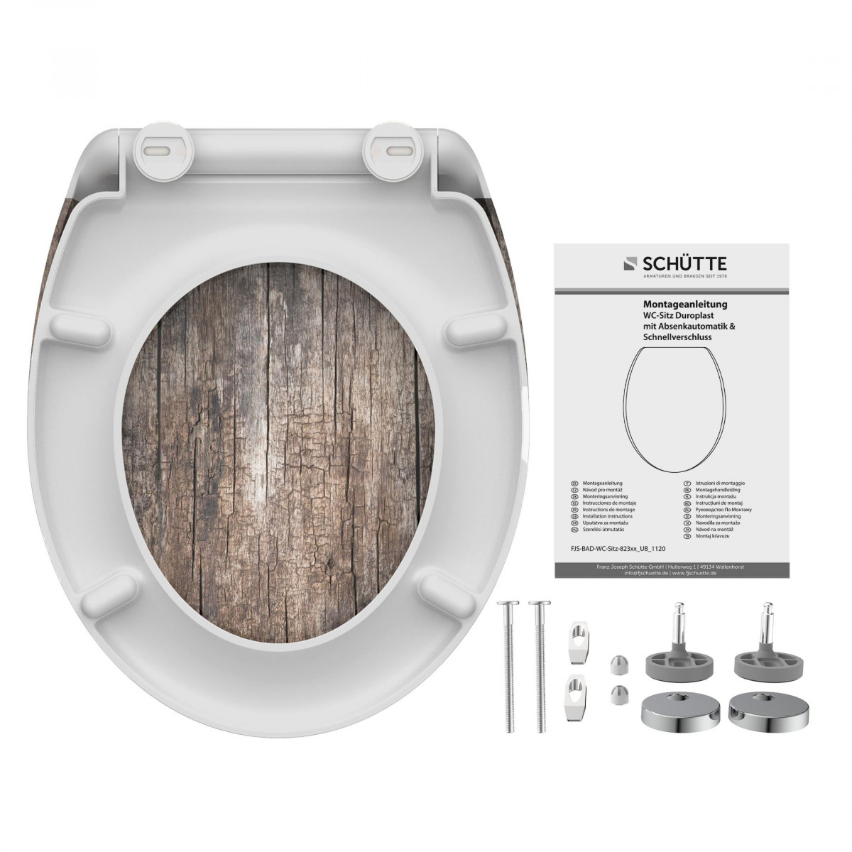 Abattant WC en Duroplast OLD WOOD avec Frein de Chute et Déclipsable