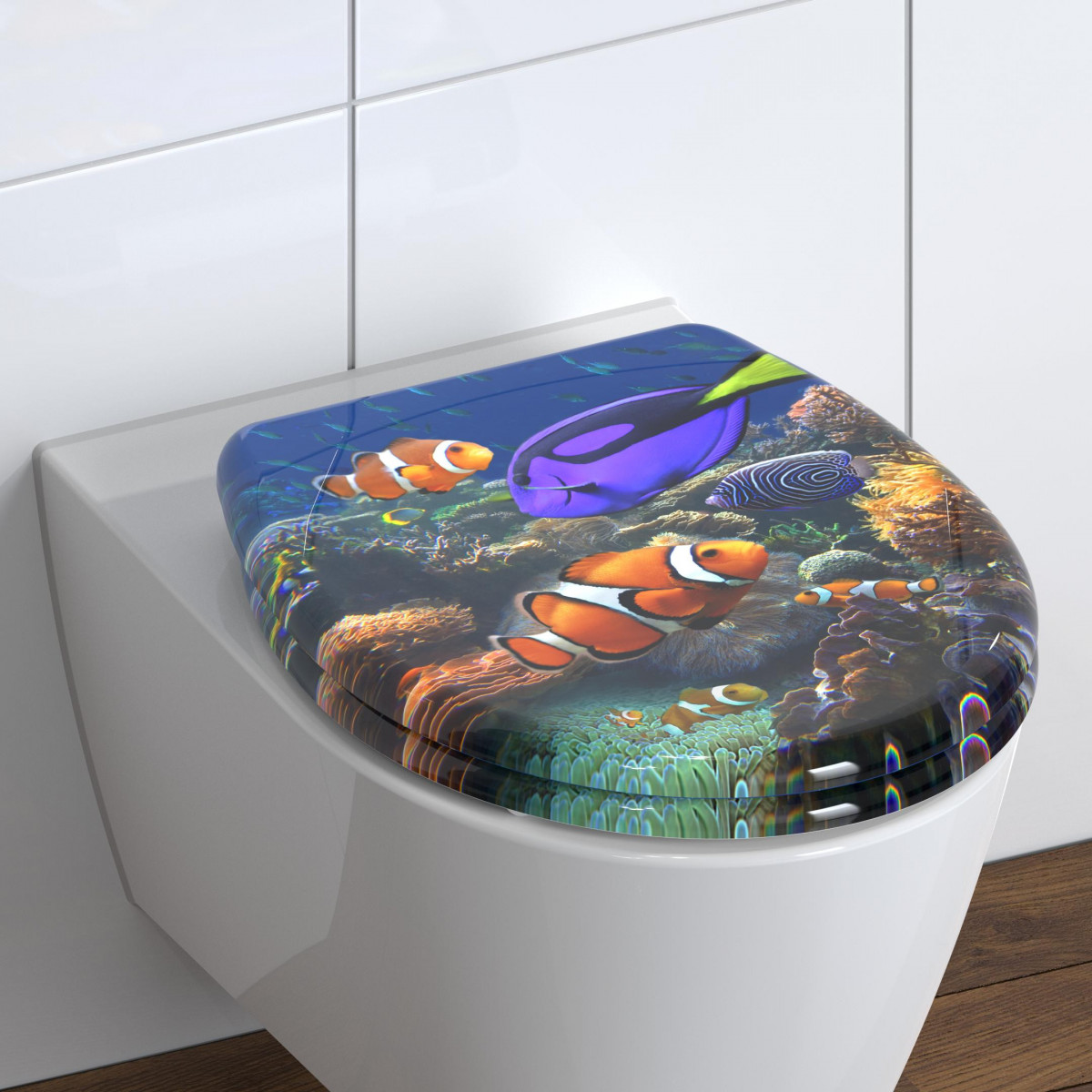 Abattant WC en Duroplast SEA LIFE avec Frein de Chute et Déclipsable