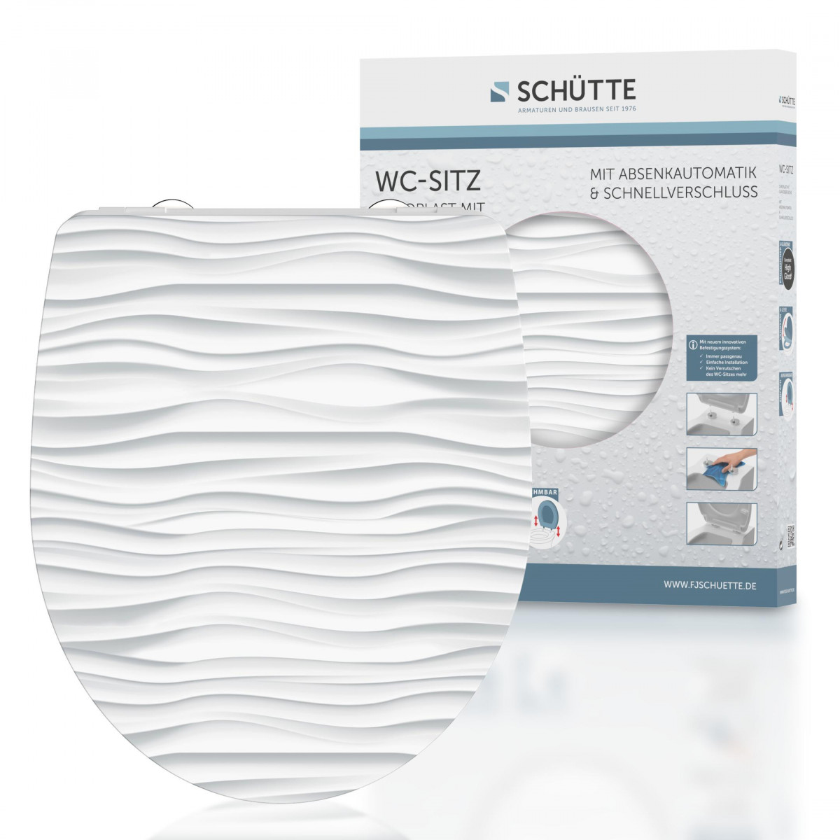 Abattant WC en Duroplast HG WHITE WAVE avec Frein de Chute et Déclipsable