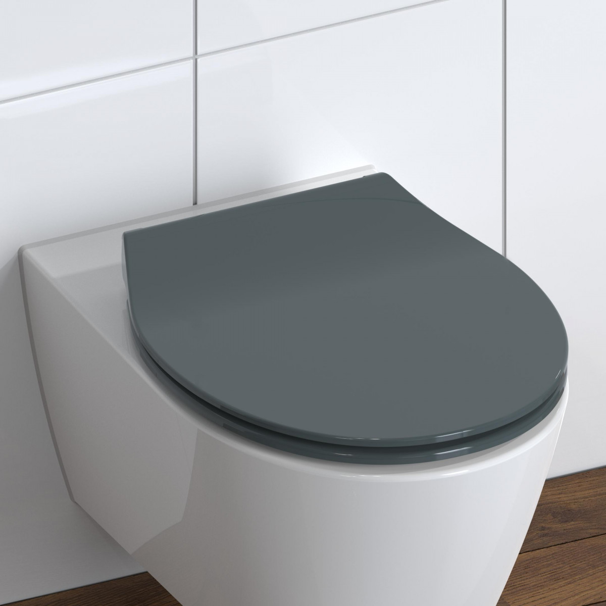 Abattant WC en Duroplast Extra Fin SLIM ANTHRAZIT avec Frein de Chute et Déclipsable