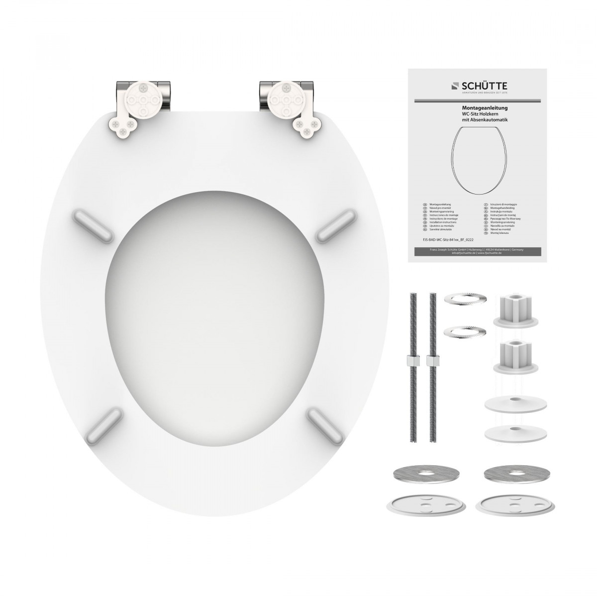 Holzkern WC-Sitz WHITE, mit Absenkautomatik