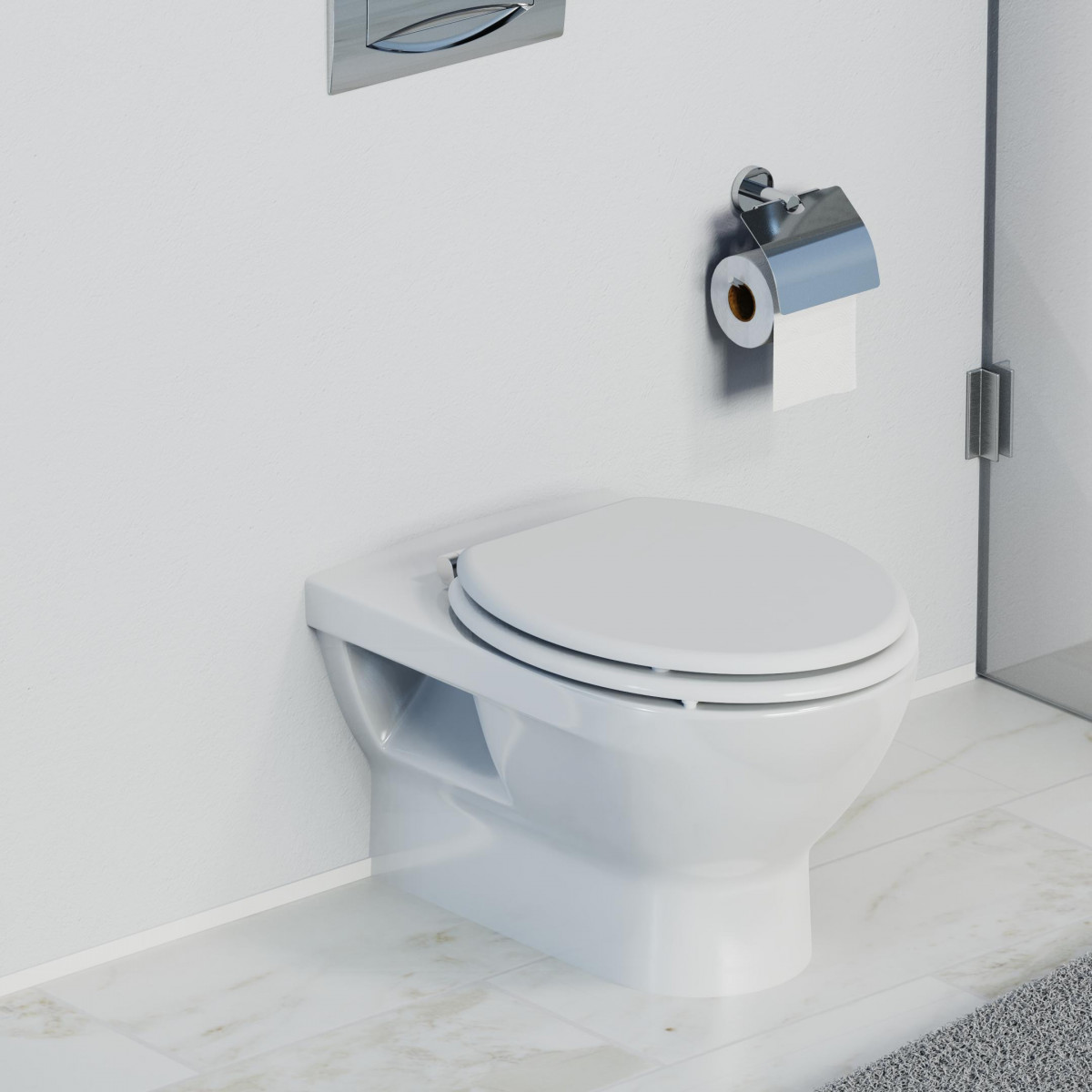 Abattant WC en Bois Compressé WHITE avec Frein de Chute